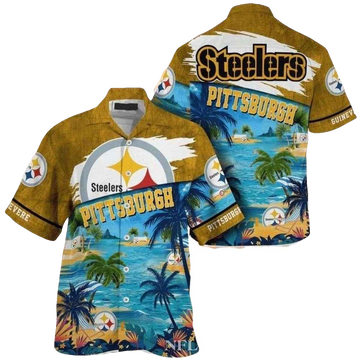Personalized Pittsburgh Steelers Coconut Tree Beach Hawaiian Shirt - Moonbestprint