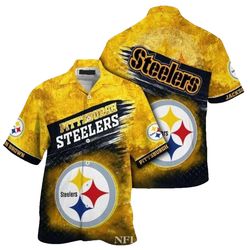 Personalized Pittsburgh Steelers Beachside Football Yellow Vintage Hawaiian Shirt - Moonbestprint