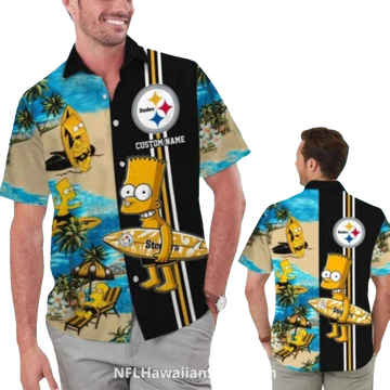 Personalized Pittsburgh Steelers Bart Surfing Beach Hawaiian Shirt - Moonbestprint