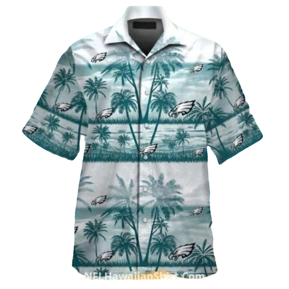 Philadelphia Eagles With White And Teal Palms Hawaiian Shirt - Moonbestprint