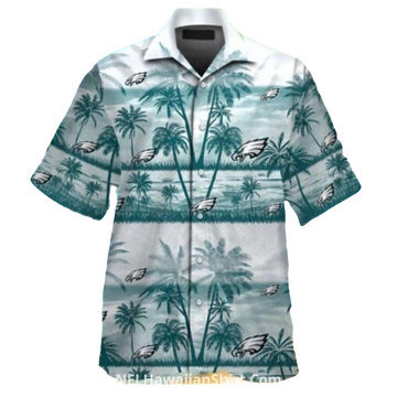 Philadelphia Eagles With White And Teal Palms Hawaiian Shirt - Moonbestprint