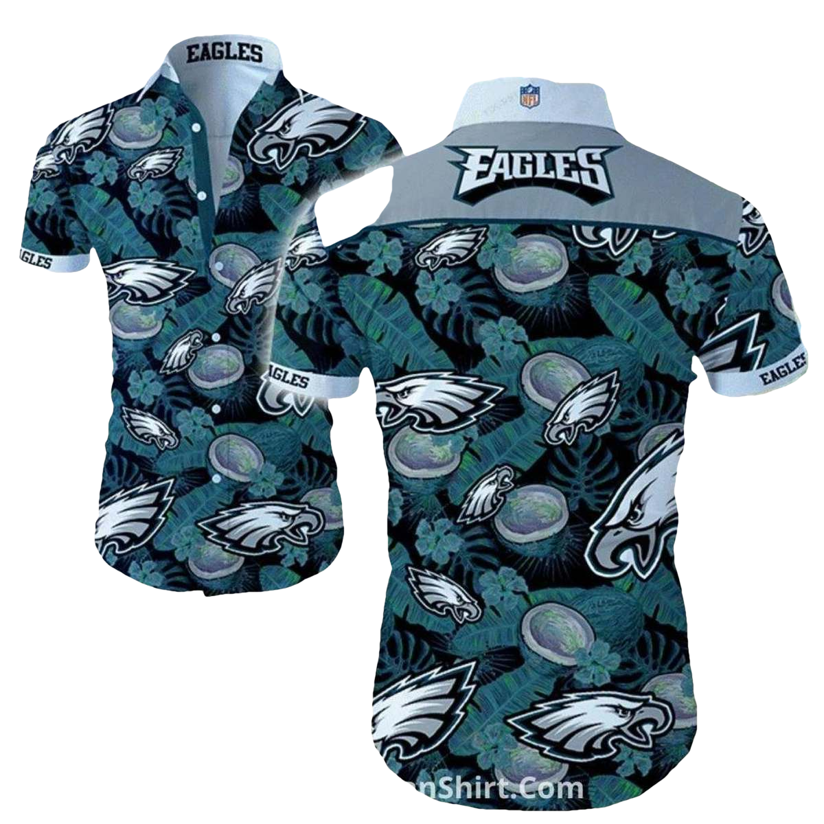 Philadelphia Eagles With Coconuts And Greenery Hawaiian Shirt - Moonbestprint