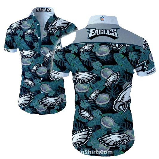 Philadelphia Eagles With Coconuts And Greenery Hawaiian Shirt - Moonbestprint