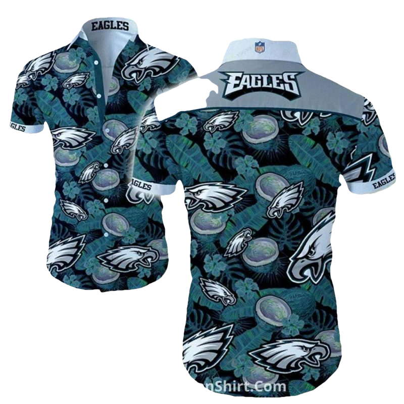 Philadelphia Eagles With Coconuts And Greenery Hawaiian Shirt - Moonbestprint