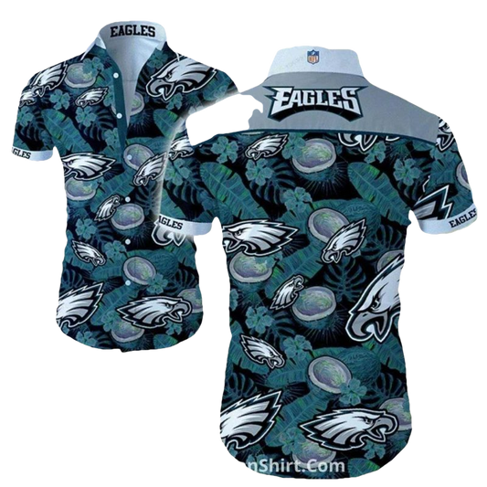 Philadelphia Eagles With Coconuts And Greenery Hawaiian Shirt - Moonbestprint