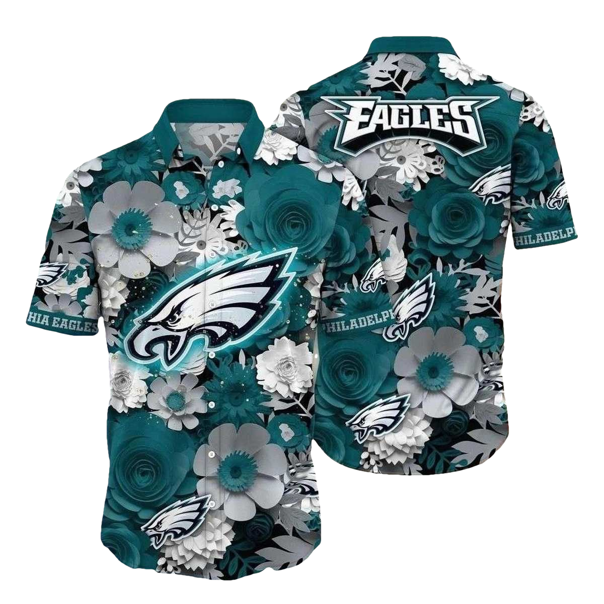 Philadelphia Eagles White Floral Breeze Hawaiian Shirt - Moonbestprint