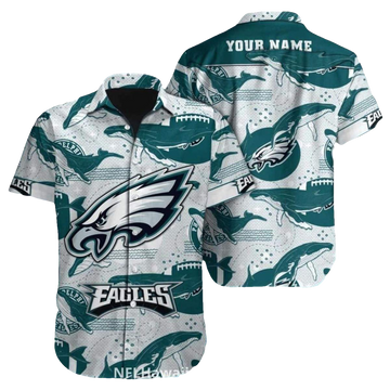 Philadelphia Eagles Whale Dolphin Pattern Football Hawaiian Shirt - Moonbestprint