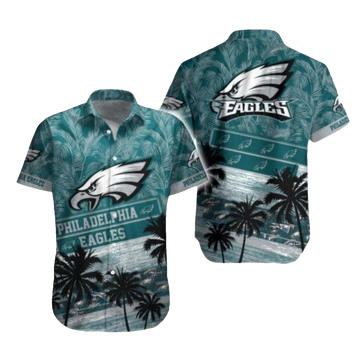 Philadelphia Eagles Tropical Palm Silhouette Hawaiian Shirt - Moonbestprint