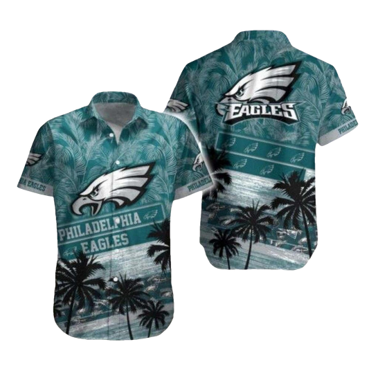 Philadelphia Eagles Tropical Palm Silhouette Hawaiian Shirt - Moonbestprint