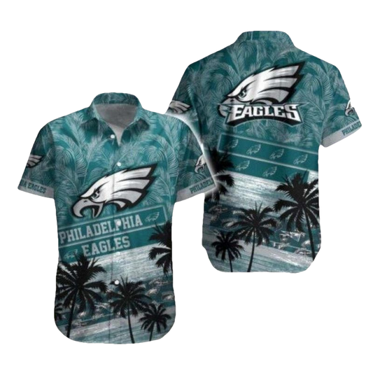 Philadelphia Eagles Tropical Palm Silhouette Hawaiian Shirt - Moonbestprint
