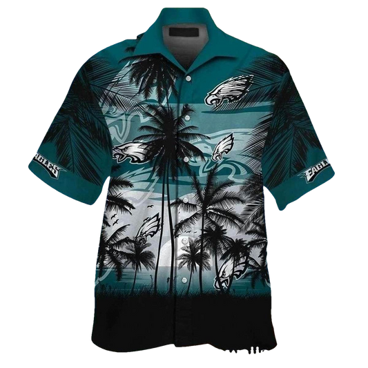 Philadelphia Eagles Tropical Midnight Breeze Hawaiian Shirt - Moonbestprint