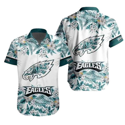 Philadelphia Eagles Tropical Flora Eagle Wings Hawaiian Shirt - Moonbestprint