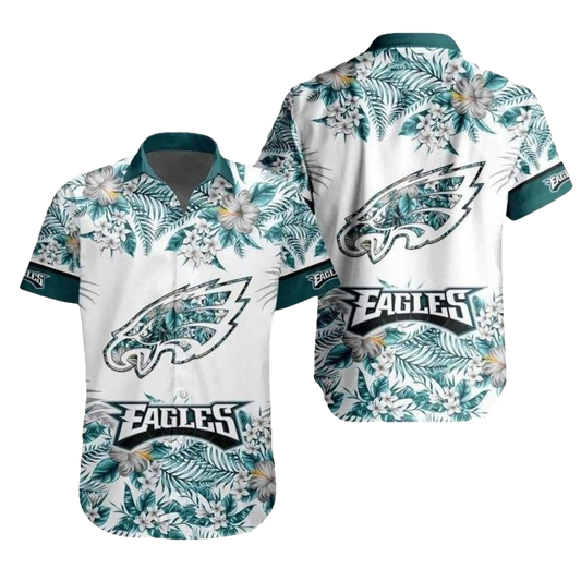 Philadelphia Eagles Tropical Flora Eagle Wings Hawaiian Shirt - Moonbestprint