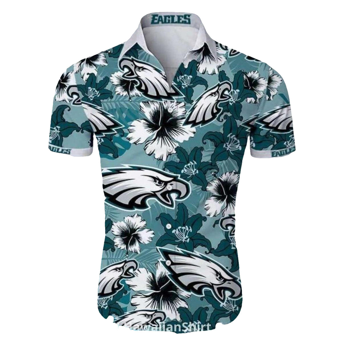 Philadelphia Eagles Tropical Hibiscus Floral Hawaiian Shirt - Moonbestprint