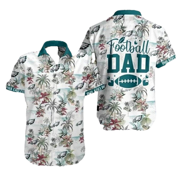 Philadelphia Eagles Tropical Football Dad Lush Foliage Hawaiian Shirt - Moonbestprint