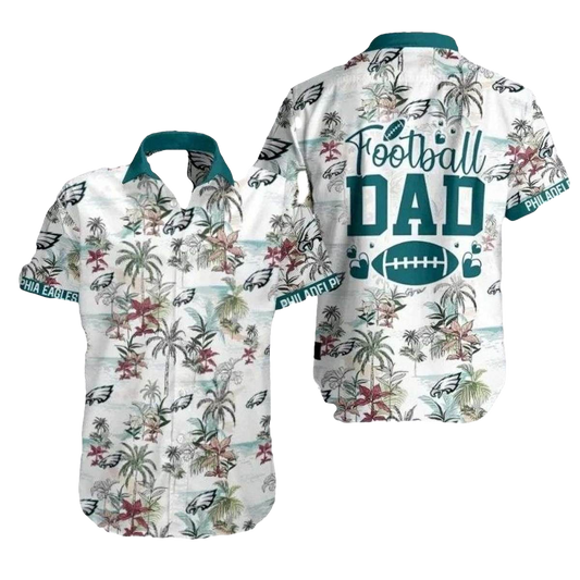 Philadelphia Eagles Tropical Football Dad Lush Foliage Hawaiian Shirt - Moonbestprint