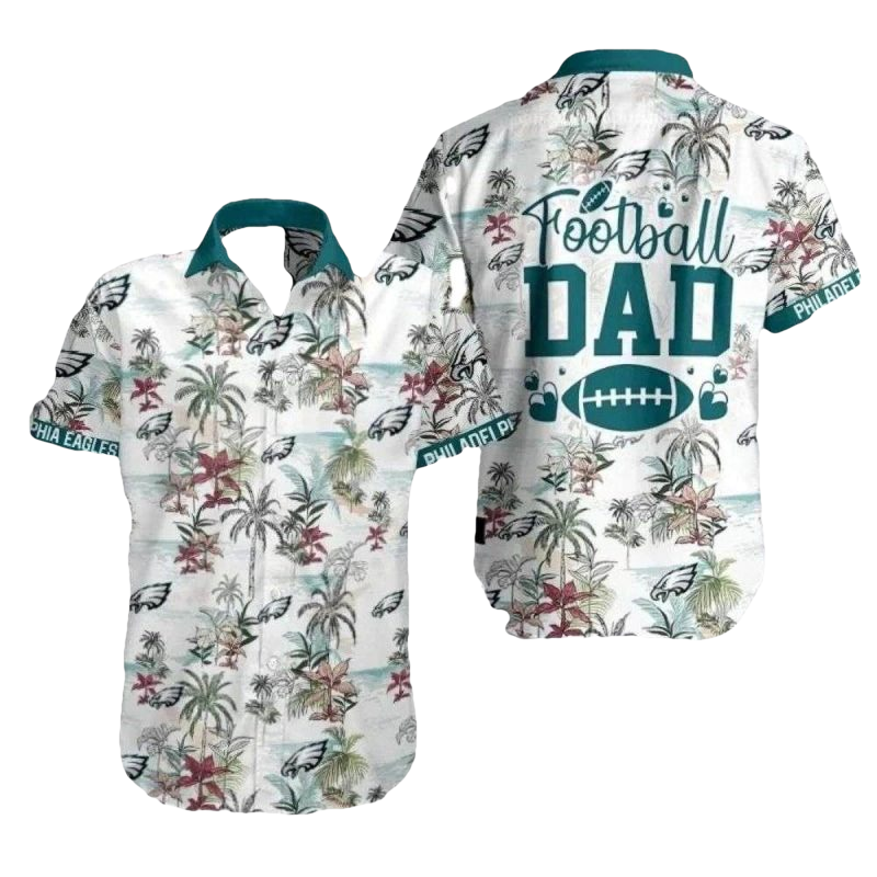 Philadelphia Eagles Tropical Football Dad Lush Foliage Hawaiian Shirt - Moonbestprint