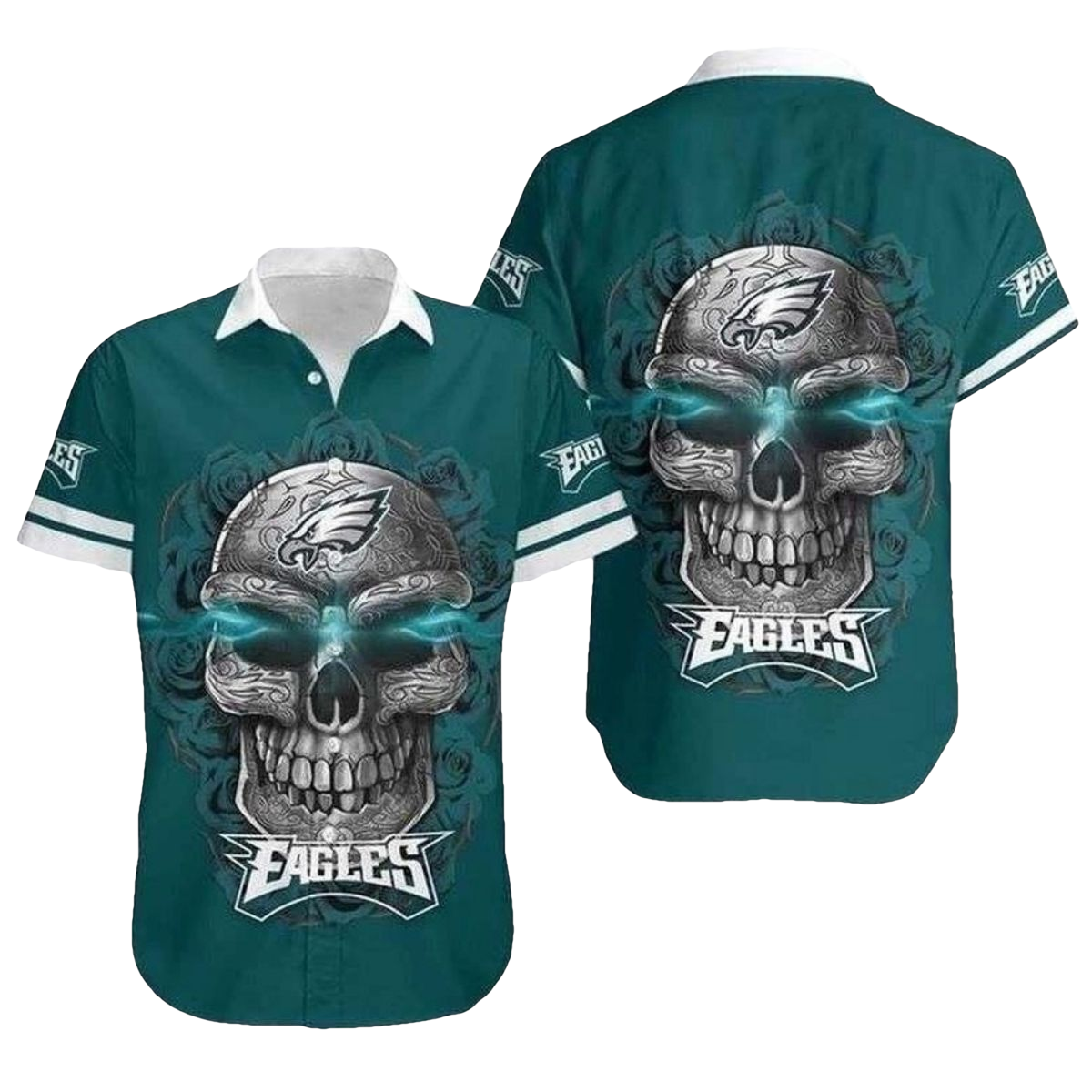 Philadelphia Eagles Tribal Skull Fusion Hawaiian Shirt - Moonbestprint