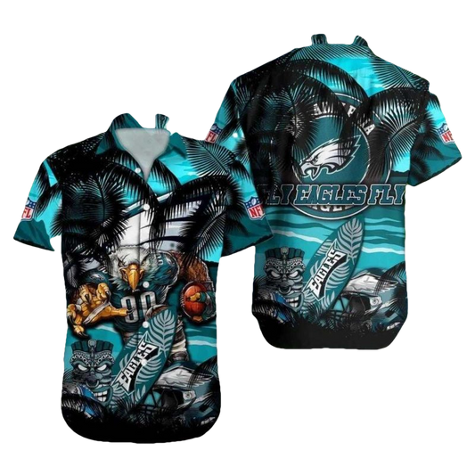 Philadelphia Eagles Tiki Tropical Island Hawaiian Shirt - Moonbestprint