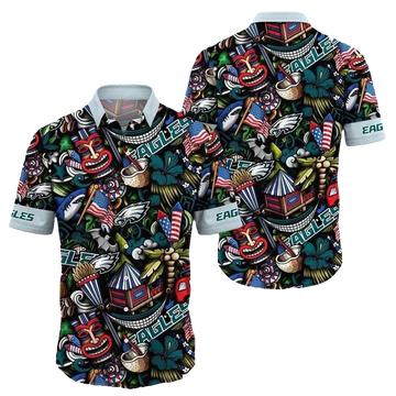 Philadelphia Eagles Tiki Party Vibrant Hawaiian Shirt - Moonbestprint