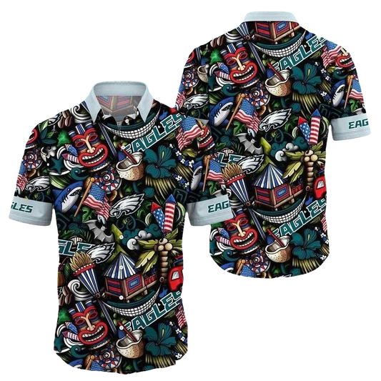Philadelphia Eagles Tiki Party Vibrant Hawaiian Shirt - Moonbestprint