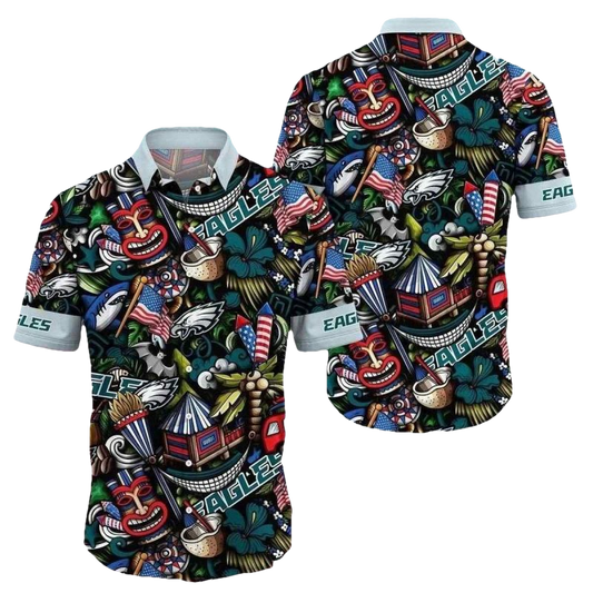 Philadelphia Eagles Tiki Party Vibrant Hawaiian Shirt - Moonbestprint