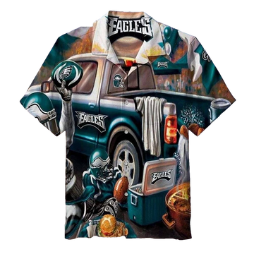 Philadelphia Eagles Tailgate Party Time Tropical Hawaiian Shirt - Moonbestprint