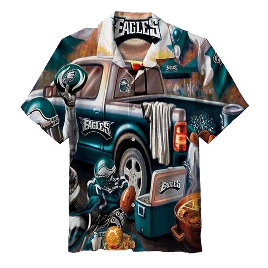 Philadelphia Eagles Tailgate Party Time Tropical Hawaiian Shirt - Moonbestprint