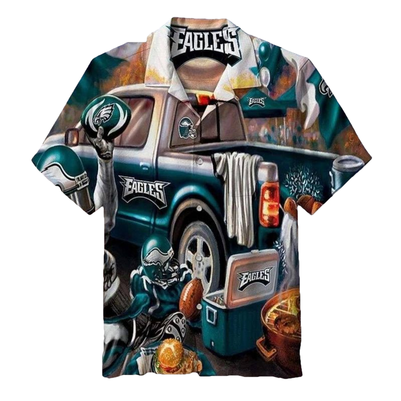 Philadelphia Eagles Tailgate Party Time Tropical Hawaiian Shirt - Moonbestprint