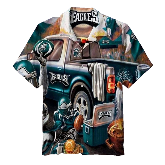 Philadelphia Eagles Tailgate Party Time Tropical Hawaiian Shirt - Moonbestprint