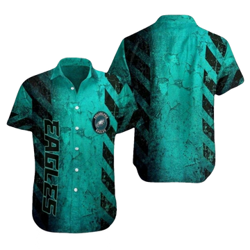 Philadelphia Eagles Teal Grunge Texture Hawaiian Shirt - Moonbestprint