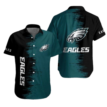 Philadelphia Eagles Teal Transition Grunge Style Edge Hawaiian Shirt - Moonbestprint