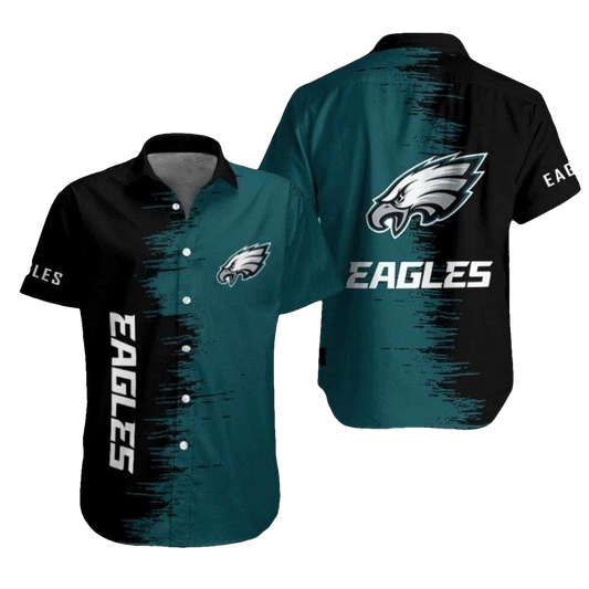 Philadelphia Eagles Teal Transition Grunge Style Edge Hawaiian Shirt - Moonbestprint