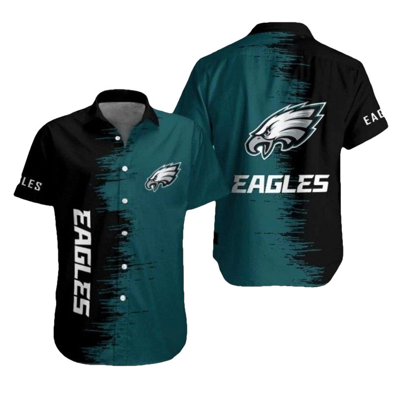 Philadelphia Eagles Teal Transition Grunge Style Edge Hawaiian Shirt - Moonbestprint