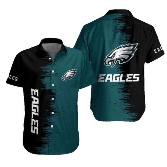 Philadelphia Eagles Teal Transition Grunge Style Edge Hawaiian Shirt - Moonbestprint