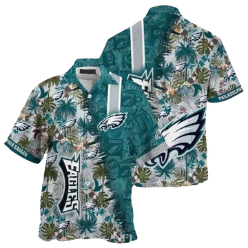 Philadelphia Eagles Sunset Palms Crosswalk Tropical Hawaiian Shirt - Moonbestprint