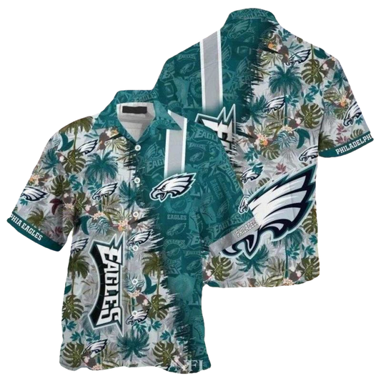 Philadelphia Eagles Sunset Palms Crosswalk Tropical Hawaiian Shirt - Moonbestprint