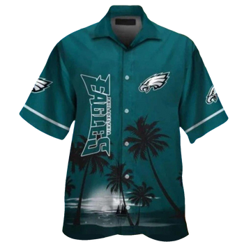 Philadelphia Eagles Sunset Palm Tree Coconut Hawaiian Shirt - Moonbestprint