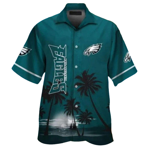 Philadelphia Eagles Sunset Palm Tree Coconut Hawaiian Shirt - Moonbestprint