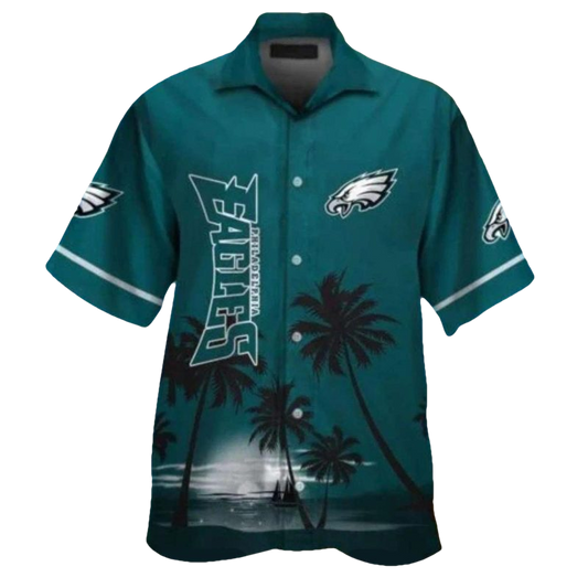 Philadelphia Eagles Sunset Palm Tree Coconut Hawaiian Shirt - Moonbestprint