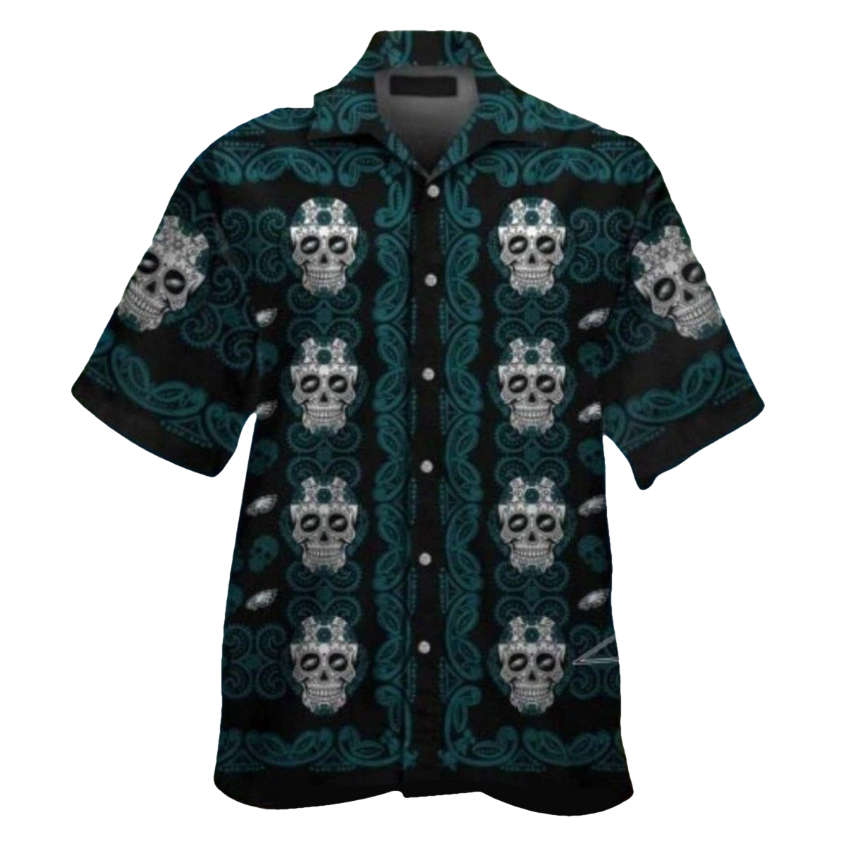 Philadelphia Eagles Sugar Skull Pattern Hawaiian Shirt - Moonbestprint
