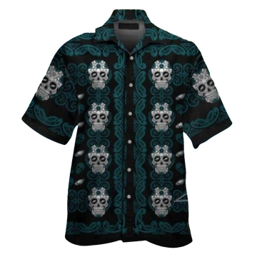 Philadelphia Eagles Sugar Skull Pattern Hawaiian Shirt - Moonbestprint