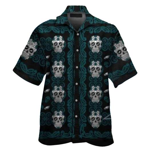 Philadelphia Eagles Sugar Skull Pattern Hawaiian Shirt - Moonbestprint