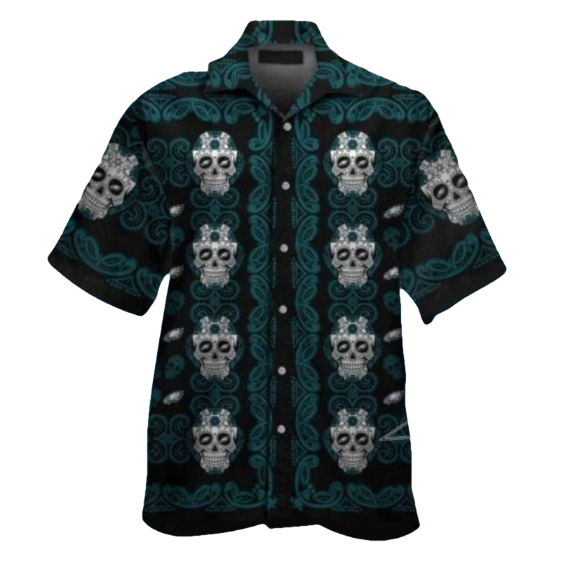 Philadelphia Eagles Sugar Skull Pattern Hawaiian Shirt - Moonbestprint