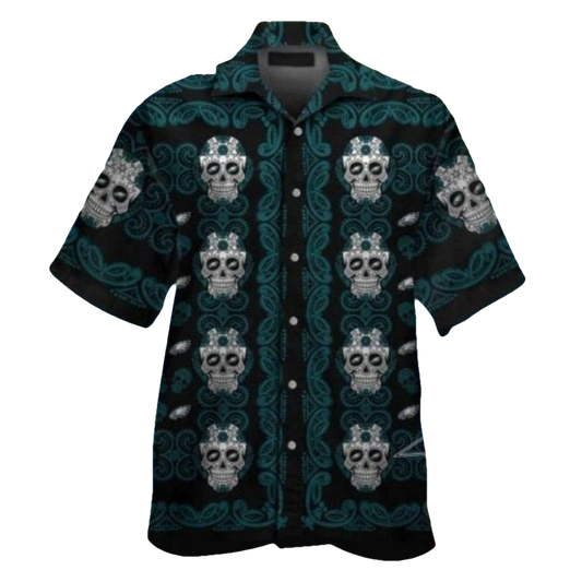 Philadelphia Eagles Sugar Skull Pattern Hawaiian Shirt - Moonbestprint
