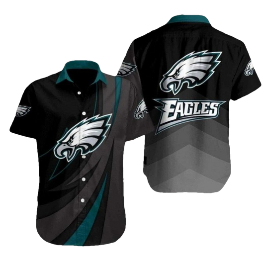Philadelphia Eagles Soaring Eagle Shadow Swooping Teal Style Hawaiian Shirt - Moonbestprint
