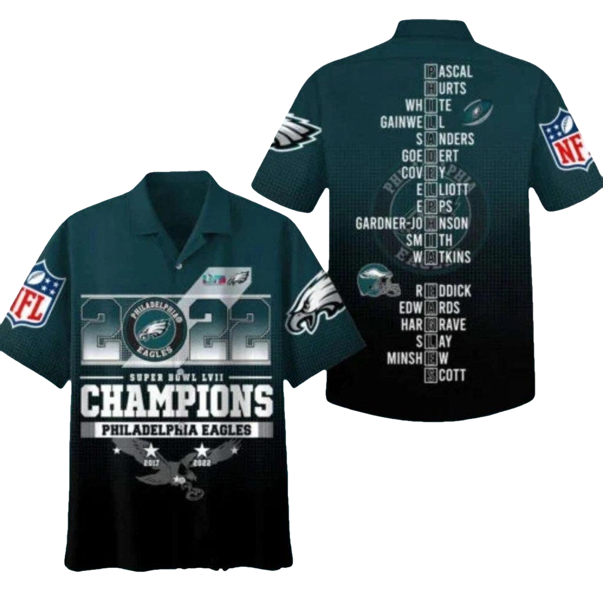 Philadelphia Eagles Sb Lvii Champions Hawaiian Shirt - Moonbestprint