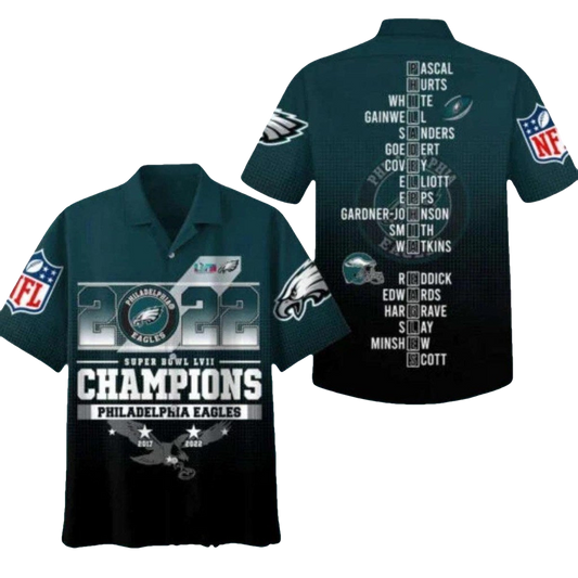 Philadelphia Eagles Sb Lvii Champions Hawaiian Shirt - Moonbestprint