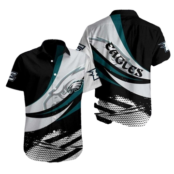 Philadelphia Eagles Sleek Silver And Teal Hawaiian Shirt - Moonbestprint