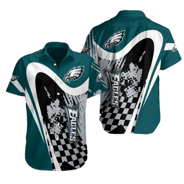 Philadelphia Eagles Racing Teal And White Hawaiian Shirt - Moonbestprint